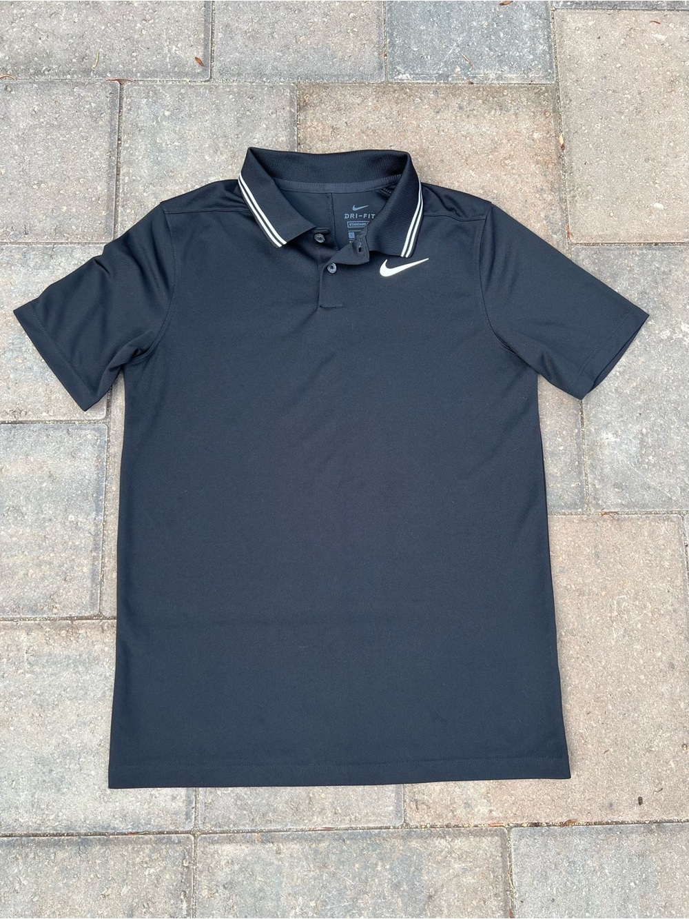 Nike Golf Dri-FIT Victory Solid Polo Shirt Black Youth Large L Tipped Collar